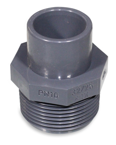 Adapter nipple 32m x 1 1/4"m PVC with octagon